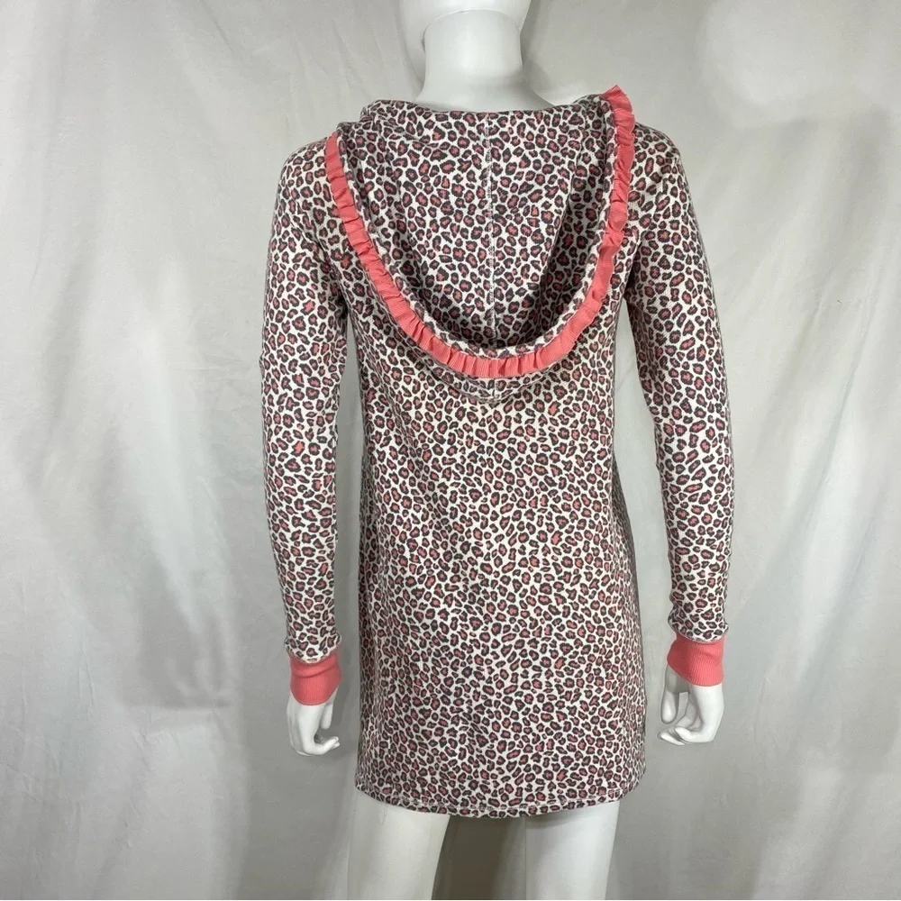 Kensie I Only Sleep in Pretty Pink Animal Print Thermal Hoodie Night Dress